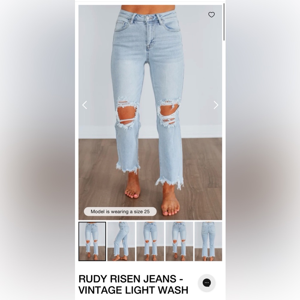 Rudy Risen Jeans - Cropped Distressed Light Wash
